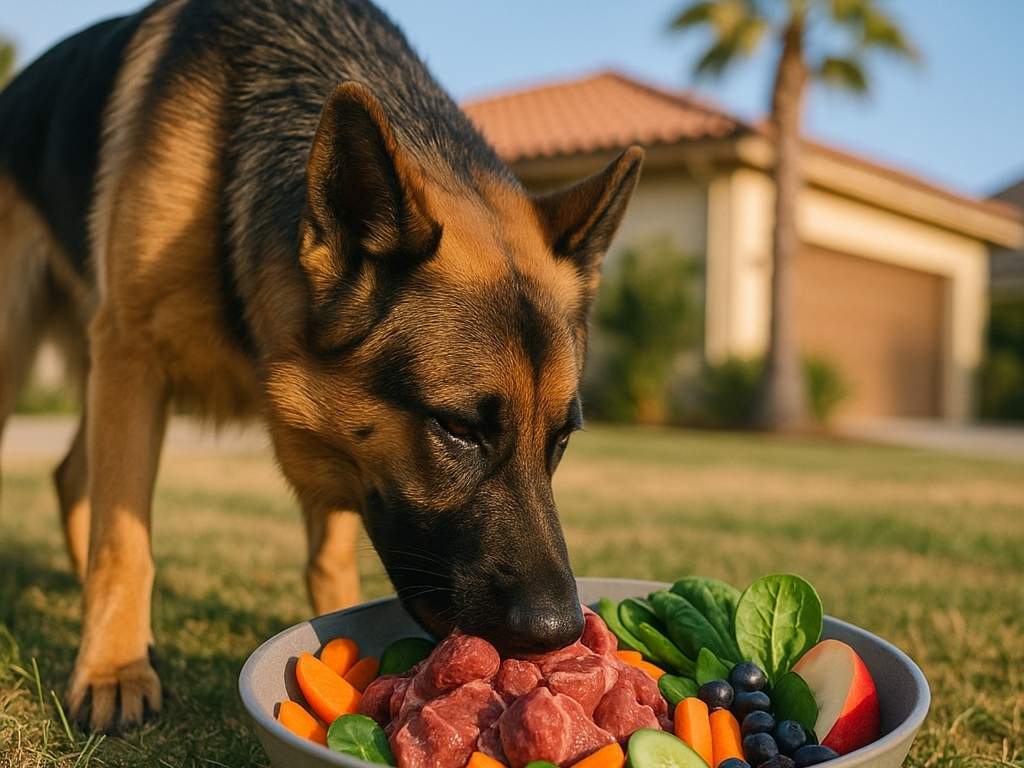 dogs eating tomatoes